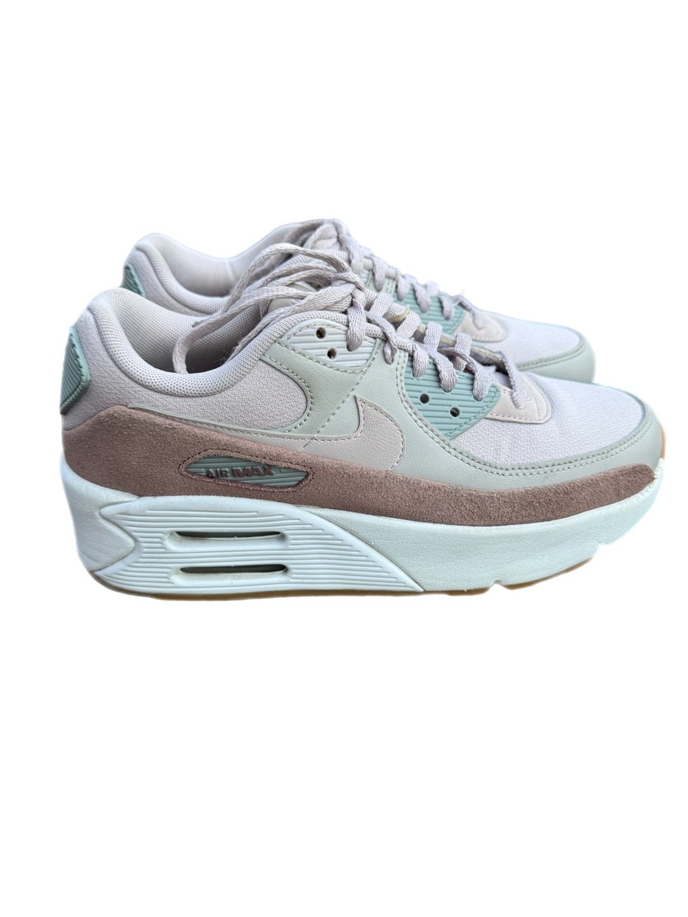 Nike Air Max 90 LV8 Women's Pink/Gray Leather/Suede Platform Sneakers Sz 7.5 - Picture 3 of 13